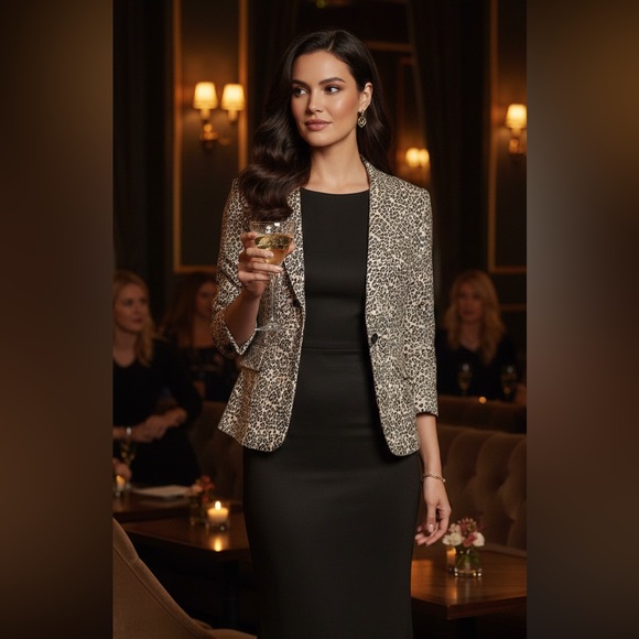 Brandon Thomas Jackets & Blazers - Brandon Thomas 100% Leather Black Leopard Print Blazer 🔥🔥